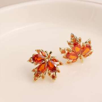 Stylish JeanBeau Fall Orange Leaf Gold Earrings for Women