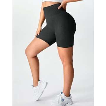 YEOREO Women Scrunch Workout Shorts Butt Lifting High Waist Gym Yoga Seamless Biker Shorts Black M
