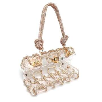Clear Acrylic Bag Rhinestone Acrylic Clutch Crystal Evening Purses for Women Glitter Handbag for Wedding Cocktail Party Prom