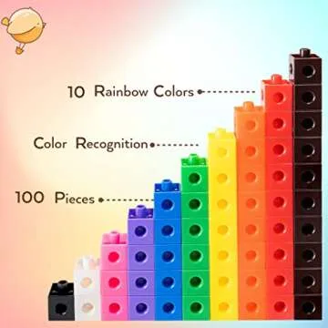 TOYLI 100 Piece Linking Cubes Set, Counting Blocks, STEM, Connecting Blocks, Math Link Cubes, Math Manipulatives, Educational Toys for 5 Year Old
