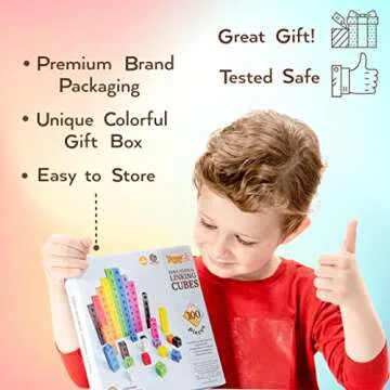 TOYLI 100 Piece Linking Cubes Set, Counting Blocks, STEM, Connecting Blocks, Math Link Cubes, Math Manipulatives, Educational Toys for 5 Year Old