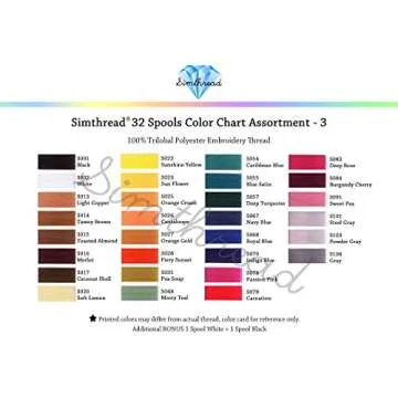 Simthread 32 Madeira Colors Polyester Embroidery Machine Thread Kit 500M (550Y) Similar to Madeira Robinson-Anton Color - Assorted Color 3