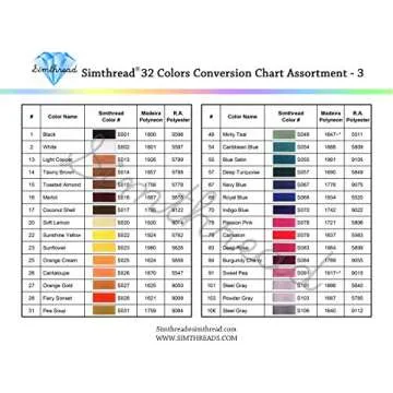 Simthread 32 Madeira Colors Polyester Embroidery Machine Thread Kit 500M (550Y) Similar to Madeira Robinson-Anton Color - Assorted Color 3