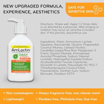 AmLactin Daily Vitamin C Lotion - 7.9 oz Body Lotion with 7% Lactic Acid - Skin-Brightening Exfoliator and Moisturizer for Dry Skin