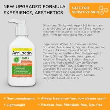 AmLactin Daily Vitamin C Lotion - 7.9 oz Body Lotion with 7% Lactic Acid - Skin-Brightening Exfoliator and Moisturizer for Dry Skin