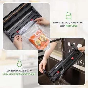 GERYON Vacuum Sealer Machine, Food Vacuum Sealer with Powerful Suction | Slim Design | Easy to Use | Led Indicator Lights for Sous Vide, Meal Prep, w/Starter Kits for Vacuum Seal Container