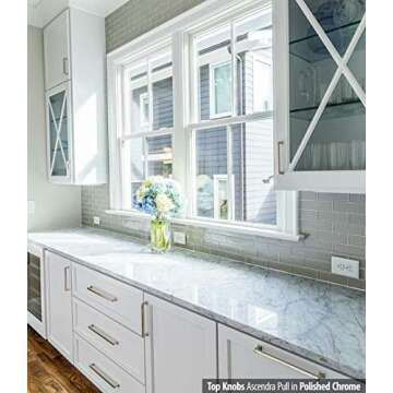 Top_Knobs Ascendra Pull Color Flat Black 5 1/16” Length Transcend Coll Contemporary Transitional Bar Handle Decorative Kitchen Bath Cabinet Hardware Dresser Bathroom Metal Handle Interior Home