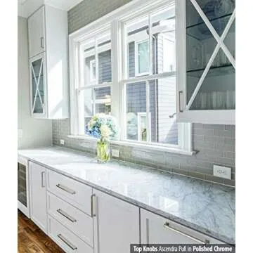 Top_Knobs Ascendra Pull Color Flat Black 5 1/16” Length Transcend Coll Contemporary Transitional Bar Handle Decorative Kitchen Bath Cabinet Hardware Dresser Bathroom Metal Handle Interior Home