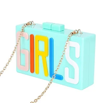 Shiratori Women Evening Clutch Bag, Acrylic Square Box Shoulder HandBags For Wedding Party Tote Purse (Green)