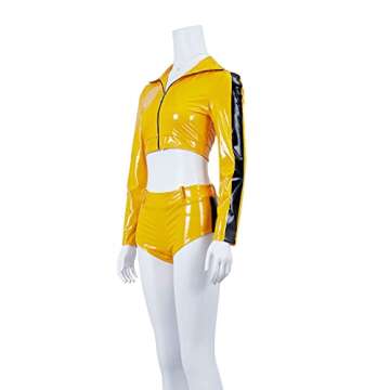 LoliMiss Women's Kill Bill Beatrix Kiddo Costume Two Pieces Kill Bill The Bride Costumes (Yellow, L)
