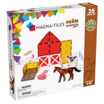 MAGNA-TILES Farm Animals 25-Piece Magnetic Construction Set, The ORIGINAL Magnetic Building Brand