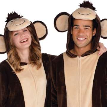 Brown Monkey Zipster Costume for Adults - Fun & Plush
