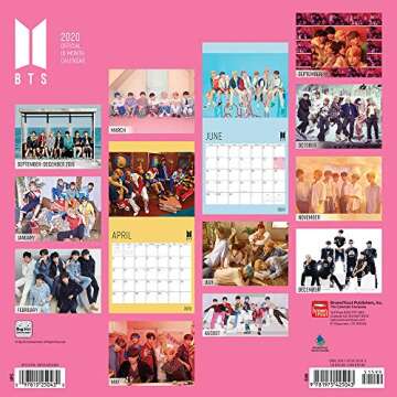 BTS OFFICIAL 2020 12 x 12 Inch Monthly Square Wall Calendar, K-Pop Bangtan Boys Music