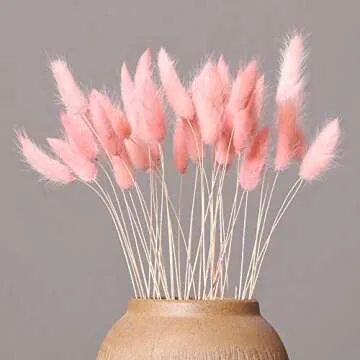 Color Life 110-120 Pcs Dried Natural Flowers Decoration, Dried Rabbit Tail Grass Flowers,Dried Pampas Grass, Used for Home, Wedding, Party, Theme Decoration,16in ( Pink)