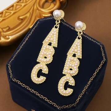 Stylish French Faux Pearl Letter Earrings for Teachers