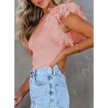 SHEWIN Womens Tops Causal Short Sleeve Shirts Loose Crew Neck Tshirts Shirts Lightweight Summer Tops...