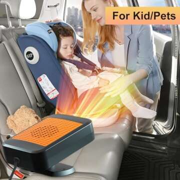 Portable Car Heater,12V 200W Fast Heating Defroster 2 in 1 Automobile Windshield Fast Heaters Car Heater That Plugs into Cigarette Lighter for Car, SUV, Trucks (Orange Black)