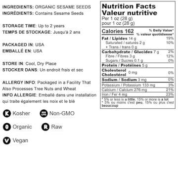 Food to Live Organic Hulled Sesame Seeds, Non-GMO & Vegan