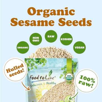 Food to Live Organic Hulled Sesame Seeds, Non-GMO & Vegan