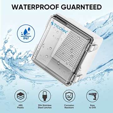 TICONN Waterproof Electrical Junction Box IP67 ABS Plastic Enclosure with Hinged Cover with Mounting...