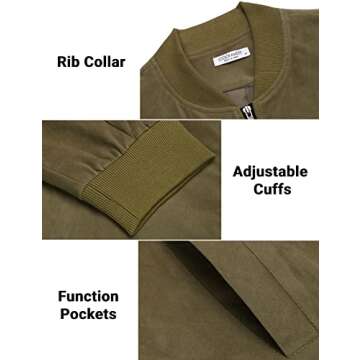 COOFANDY Mens Varsity Bomber Jacket Casual Lightweight Jackets Vintage Suede Coat