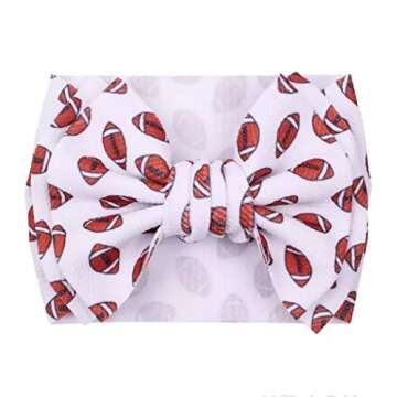 J&J Boutiques Football 7" Bow Headwrap - Toddler Baby Girls & Kids up to 4yrs