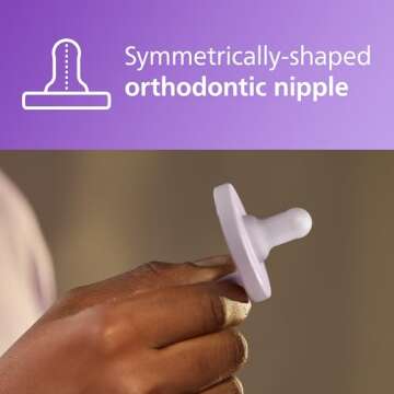 Philips Avent Soothie 3-18 Months Orthodontic Baby Pacifiers, 100% Silicone Pacifiers, One Piece, BPA-Free, 2 Lilac and 2 Pink, 4 Pack, Model SCF192/70