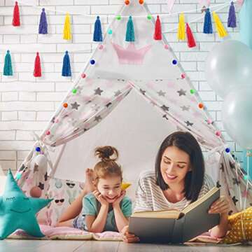 Colorful IMIKEYA Tassel and Pom Pom Garland Set