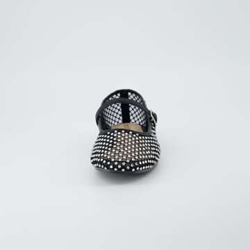 CUSHIONAIRE Women's Maxie Rhinestone Mesh Flat +Memory Foam and Wide Widths Available, Black 6