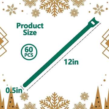 60 Pcs Christmas Garland Ties - 12" Adjustable Holiday Garland Ties - Reusable Nylon Garden Plant Ca...