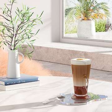 Leadiy Acrylic Coaster Decorative Plates, Irregular Bar Drink Coaster, Clear Cloud Shape Coffee Cup Coaster, Perfect for Tabletop Protection and Accessories Display.(Clear)