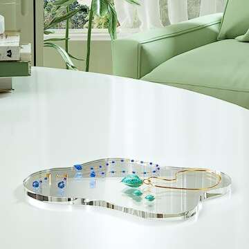 Leadiy Acrylic Coaster Decorative Plates, Irregular Bar Drink Coaster, Clear Cloud Shape Coffee Cup Coaster, Perfect for Tabletop Protection and Accessories Display.(Clear)