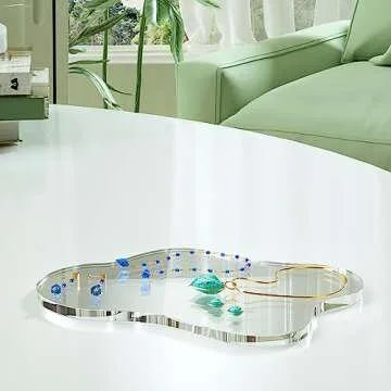 Leadiy Acrylic Coaster Decorative Plates, Irregular Bar Drink Coaster, Clear Cloud Shape Coffee Cup Coaster, Perfect for Tabletop Protection and Accessories Display.(Clear)