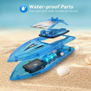 YEETFTC RC Boat for Kids,2Pack LED Light Remote Control Boat for Pools and Lakes,Bathtub Toy Boats with Whole Body Waterproof,Rechargeable Battery,Low Battery Alarm,Water Play Toy Gift for Boys&Girls
