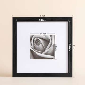 eletecpro 10x10 Picture Frames Set of 9 Classic Gallery Wall Frame Set, Displays 5x5 or 10x10 without Mat, Black Picture Frames Collage Wall Decor, Square Frames for Home Decor