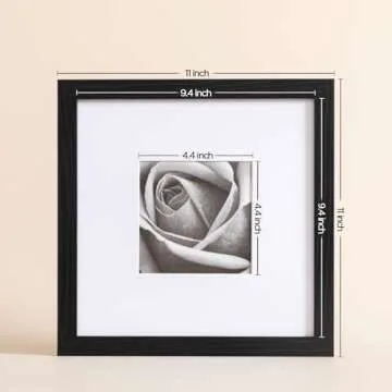 eletecpro 10x10 Picture Frames Set of 9 Classic Gallery Wall Frame Set, Displays 5x5 or 10x10 without Mat, Black Picture Frames Collage Wall Decor, Square Frames for Home Decor