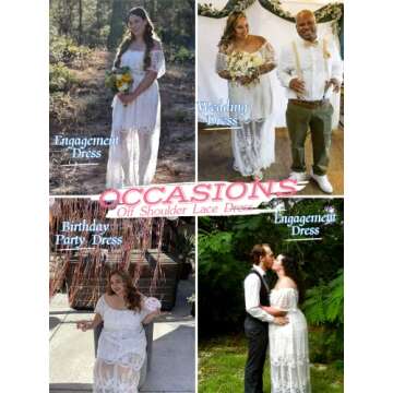 Elegant Off Shoulder Lace Maxi Dress for Weddings and More