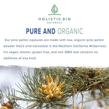 Holistic Bin Pine Pollen Capsules 500mg - Wild Harvested Superfood