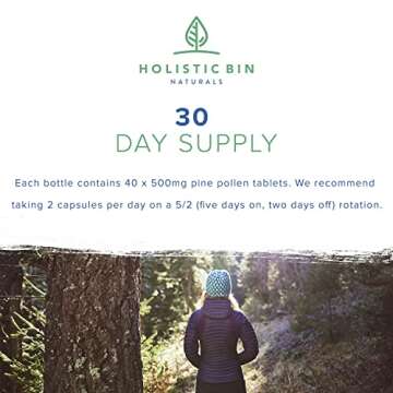 Holistic Bin Pine Pollen Capsules - 500mg Organic Superfood