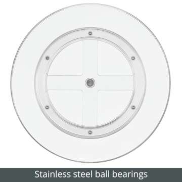 mDesign Lazy Susan Turntable Plastic Spinner for Kitchen/Bathroom, Pantry, Fridge, Cupboards, or Counter Organizing, Fully Rotating Organizer for Food, 11.5" Round - Lumiere Collection - 2 Pack, Clear