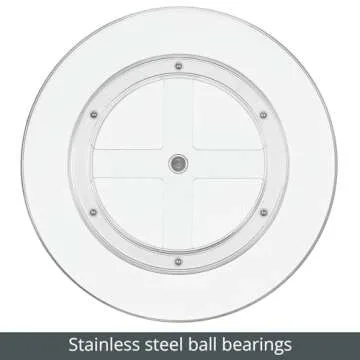 mDesign Lazy Susan Turntable Plastic Spinner for Kitchen/Bathroom, Pantry, Fridge, Cupboards, or Counter Organizing, Fully Rotating Organizer for Food, 11.5" Round - Lumiere Collection - 2 Pack, Clear