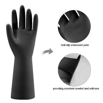 Bamllum 4 Pairs Rubber Kitchen Dishwashing Gloves - Reusable Household Cleaning Gloves for Washing D...