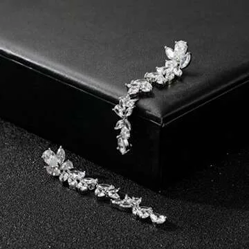 SWEETV Cubic Zirconia Bridal Drop Earrings for Weddings