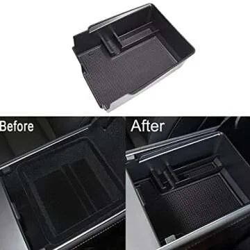 Boekey Center Console Organizer Tray for Tesla Model 3/Y 2020-2023- Armrest Hidden Cubby Drawer Storage Box, Upgrade Interior Accessories Tray for Tidy Collection of Keys, Sunglasses, Cards (2PCS)