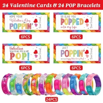 DAZONGE Pop It Valentine Cards for Kids School Exchange