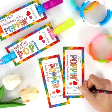 DAZONGE Pop It Valentine Cards for Kids School Exchange