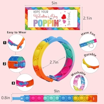 DAZONGE Pop It Valentine Cards for Kids School Exchange