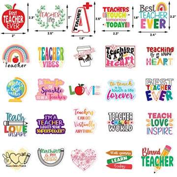 Teacher Stickers Vinyl Waterproof Teacher Appreciation Gifts for Laptop Water Bottle Back to School Supplies 100Pcs