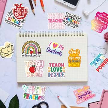 Teacher Stickers Vinyl Waterproof Teacher Appreciation Gifts for Laptop Water Bottle Back to School Supplies 100Pcs