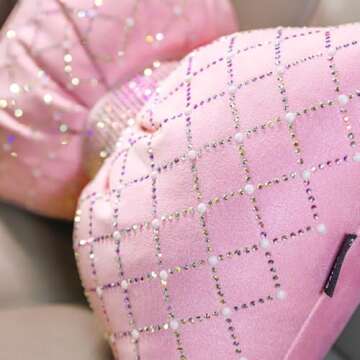Elegant Pink Bow Lumbar Pillow for Car and Home Use